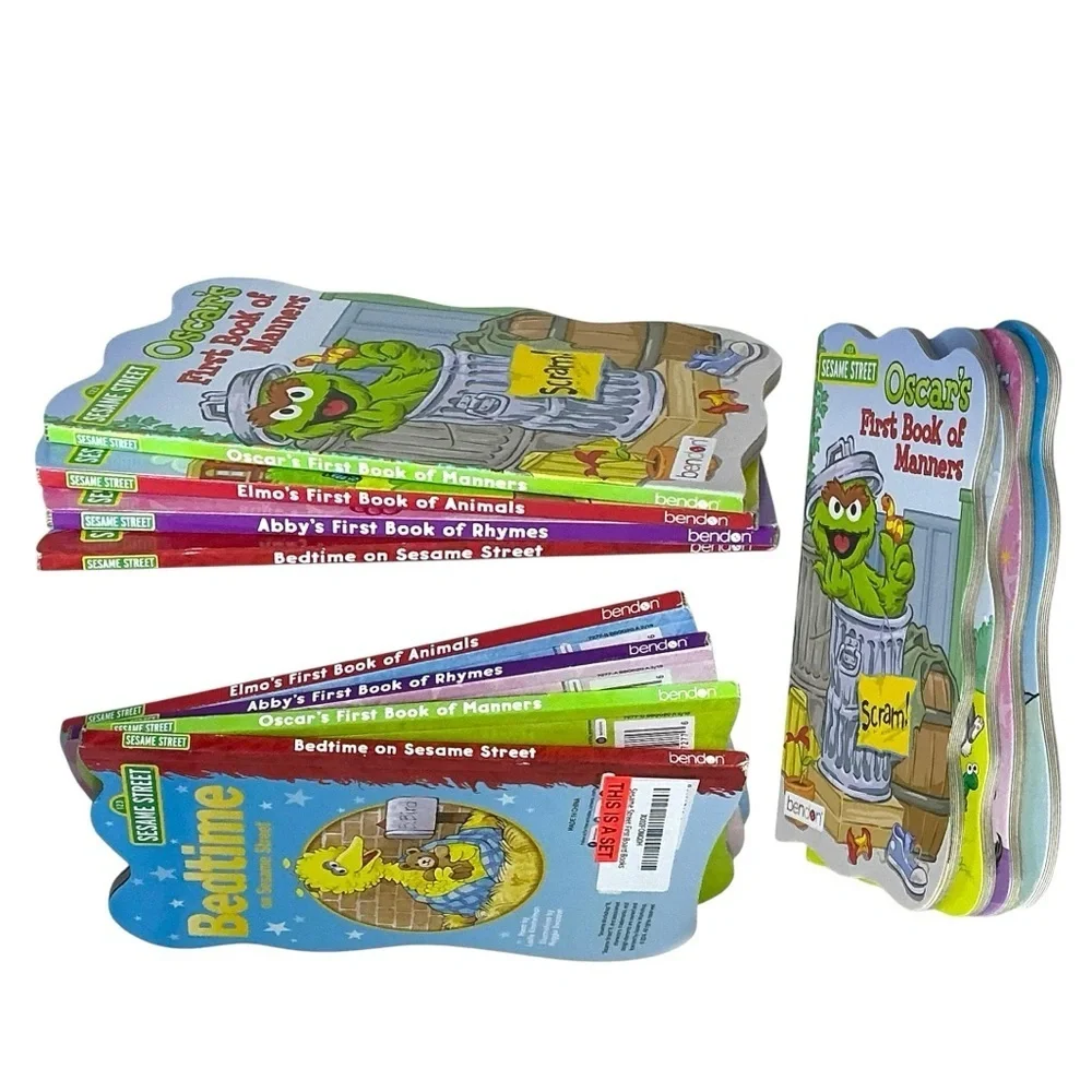 Sesame Street Shaped Board Books First Animals Rhymes Manners Elmo & Friends